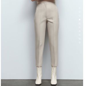 Zara high waisted pants in oyster white